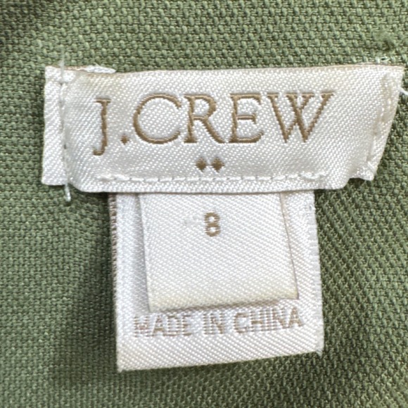J. Crew Olive Green Utility Shirt Dress Lyocell Button Front Short Sleeve Size 8 - Picture 3 of 8
